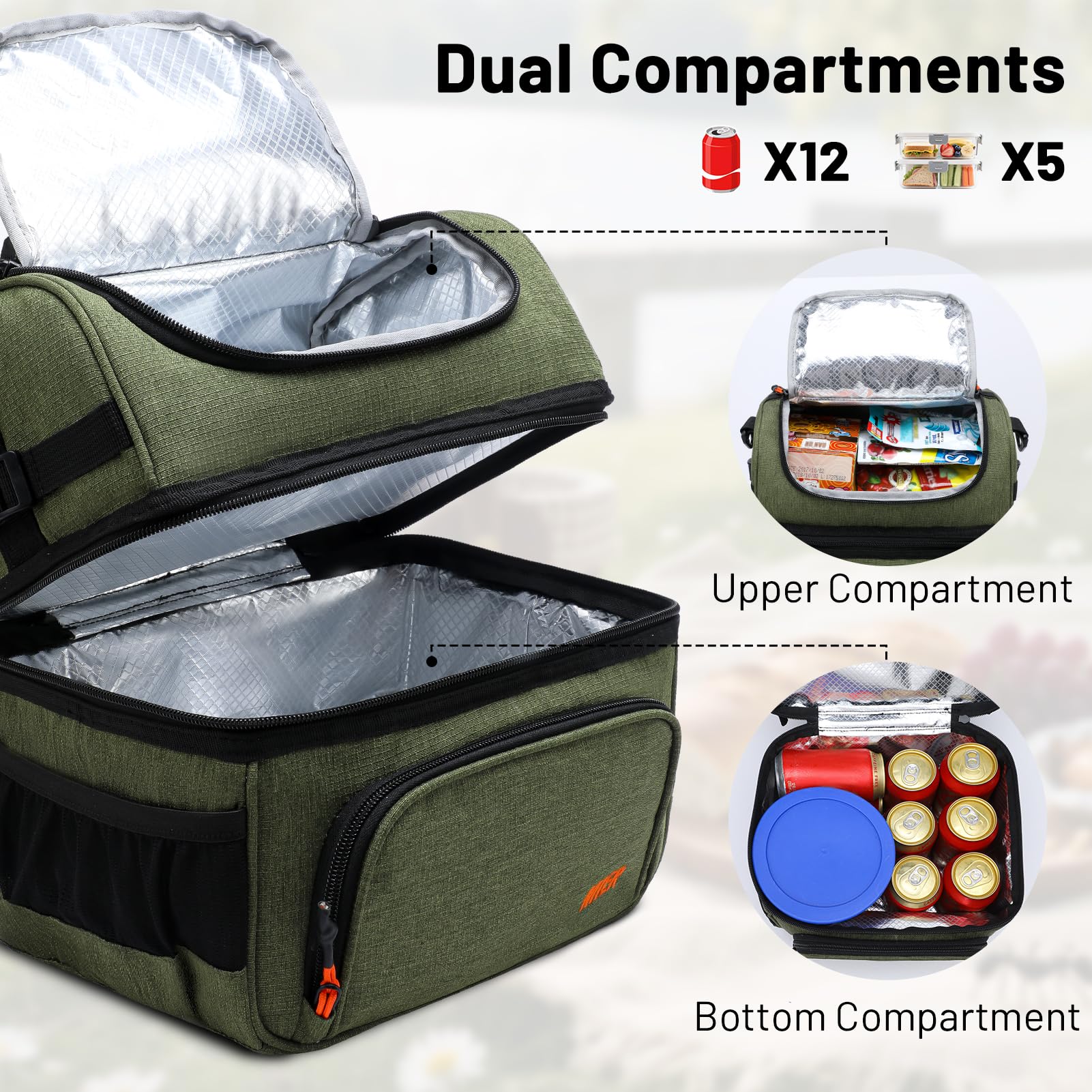 MIER top compartment open displaying dry storage for sandwiches and snacks benefit