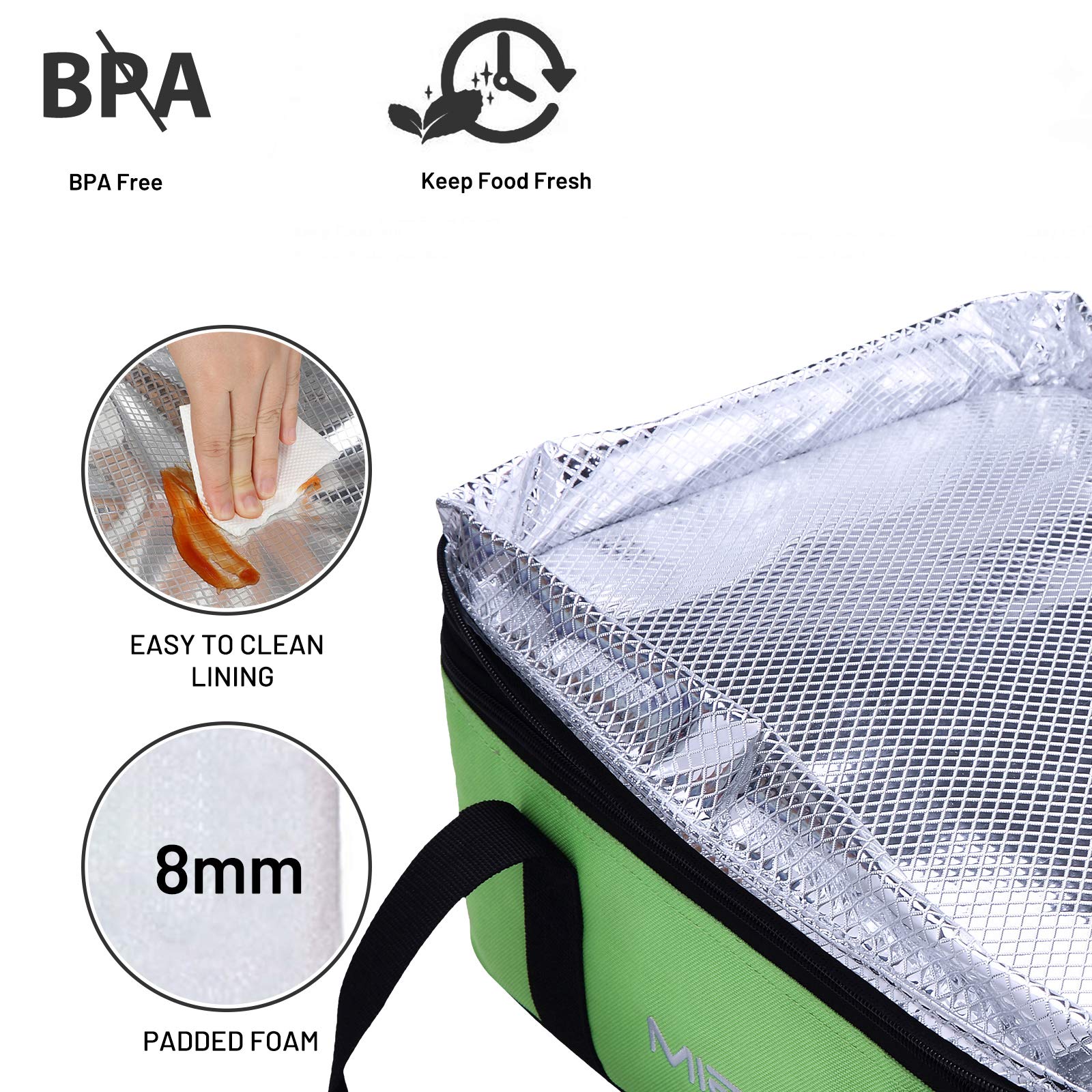 MIER exterior zippered pocket holding utensils for convenient storage