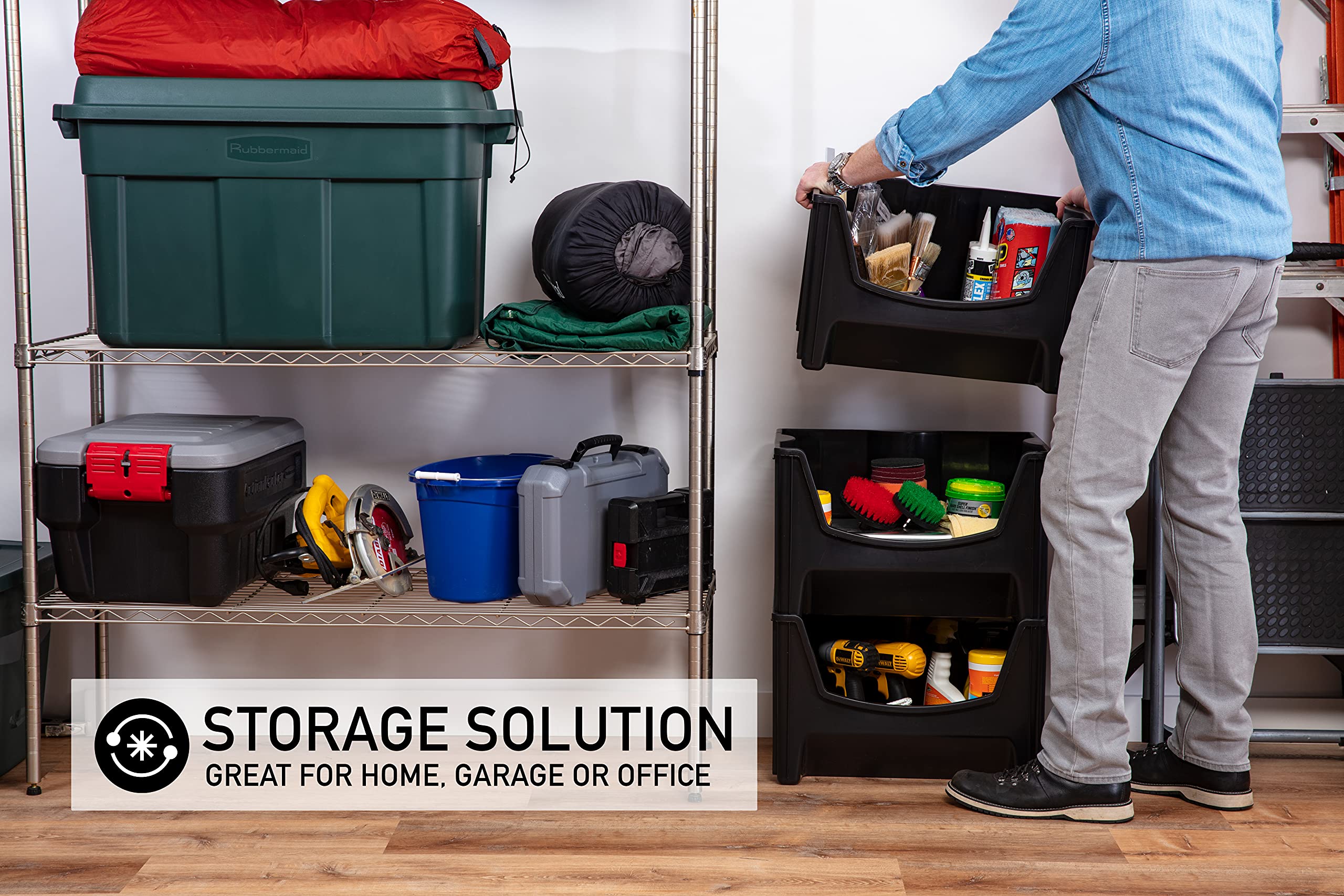 Mighty Tuff wide front opening visible for fast item retrieval and organization