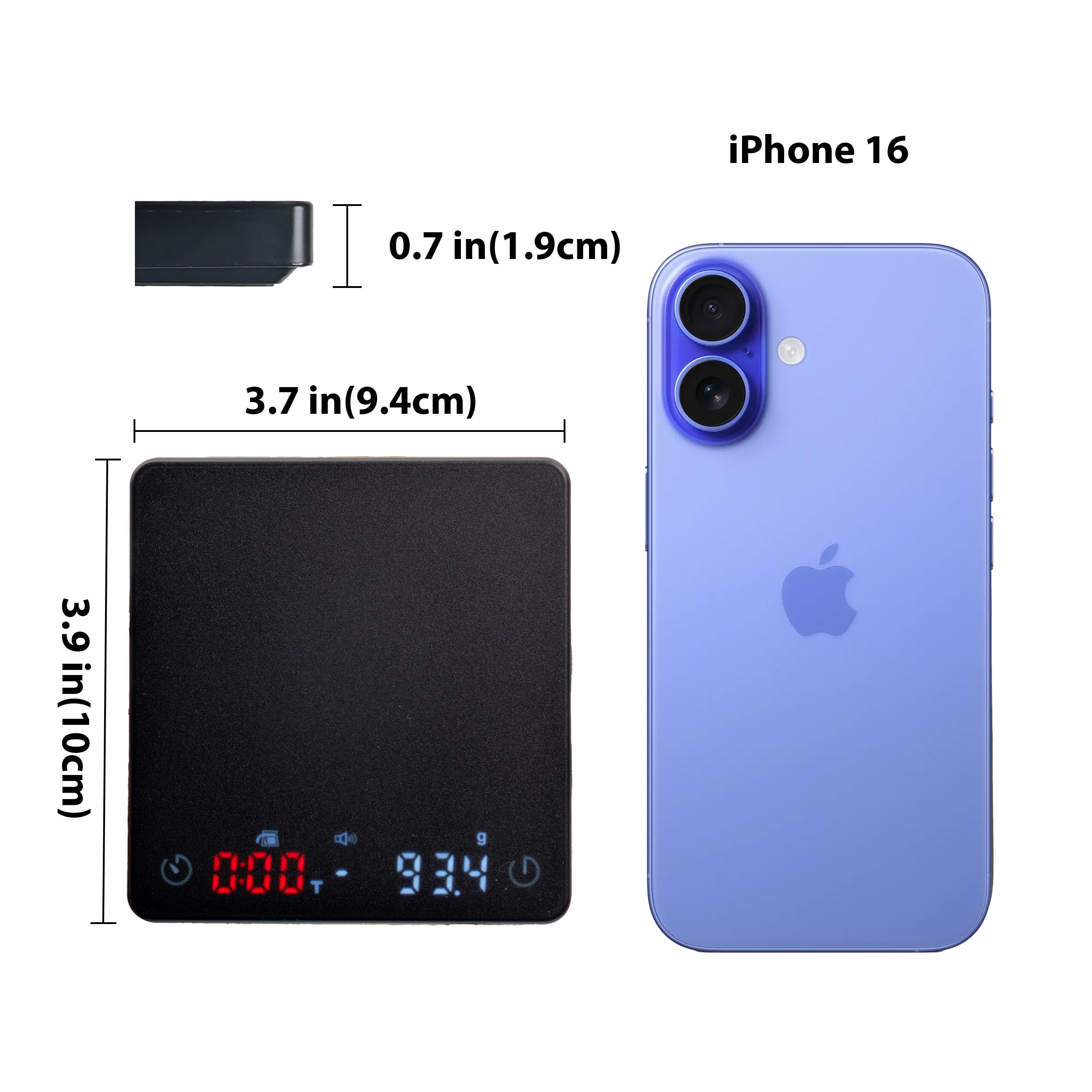 MiiCoffee nano left-side ports and switches reducing steam exposure and easy charging