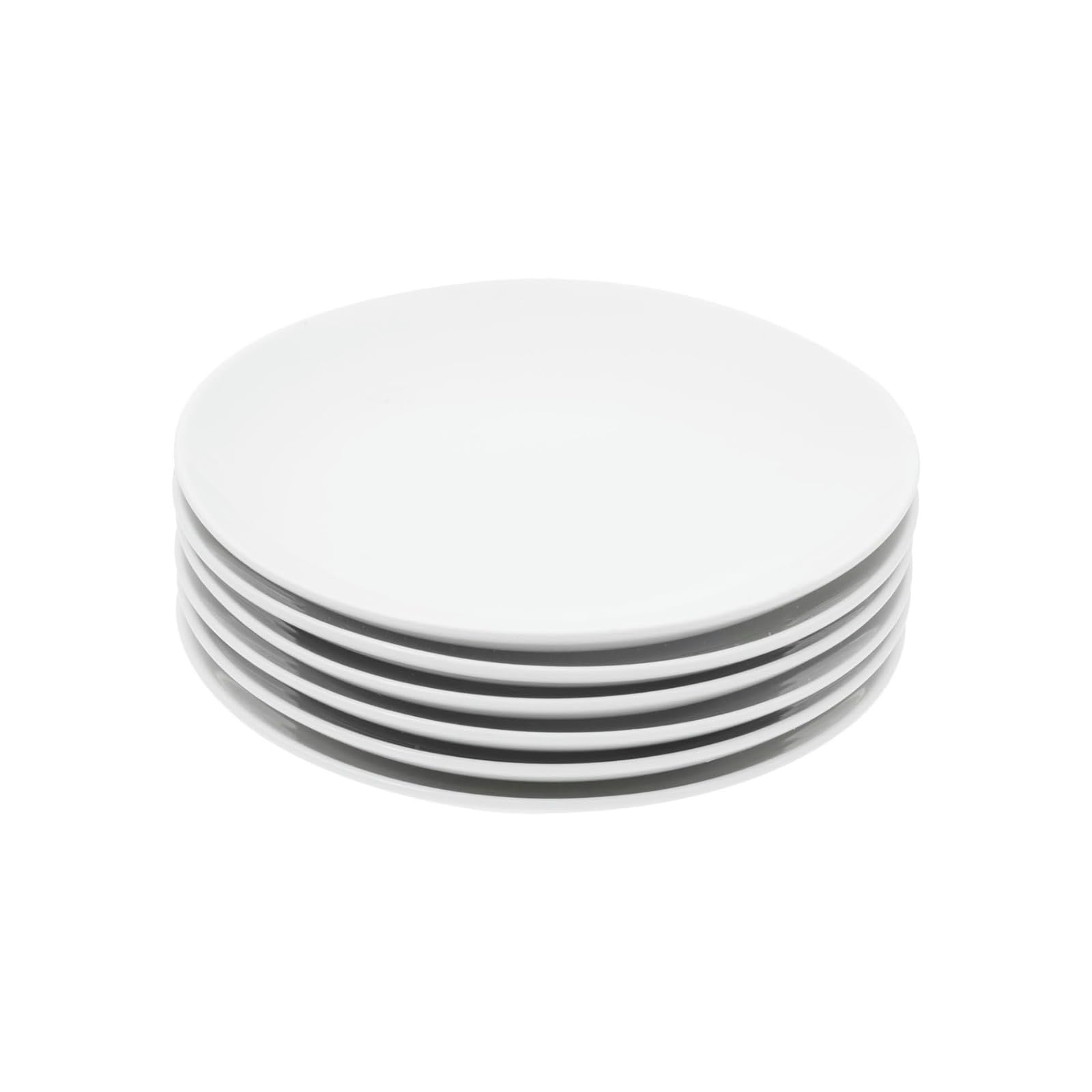Miicol front view of six white plates showing clean modern design and reliable serving