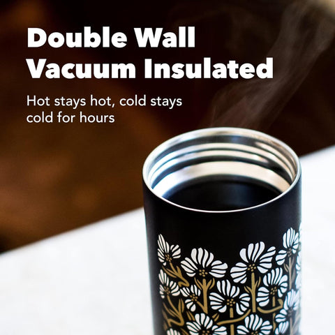 MiiR tumbler with ice and coffee showing versatility for hot or cold drinks