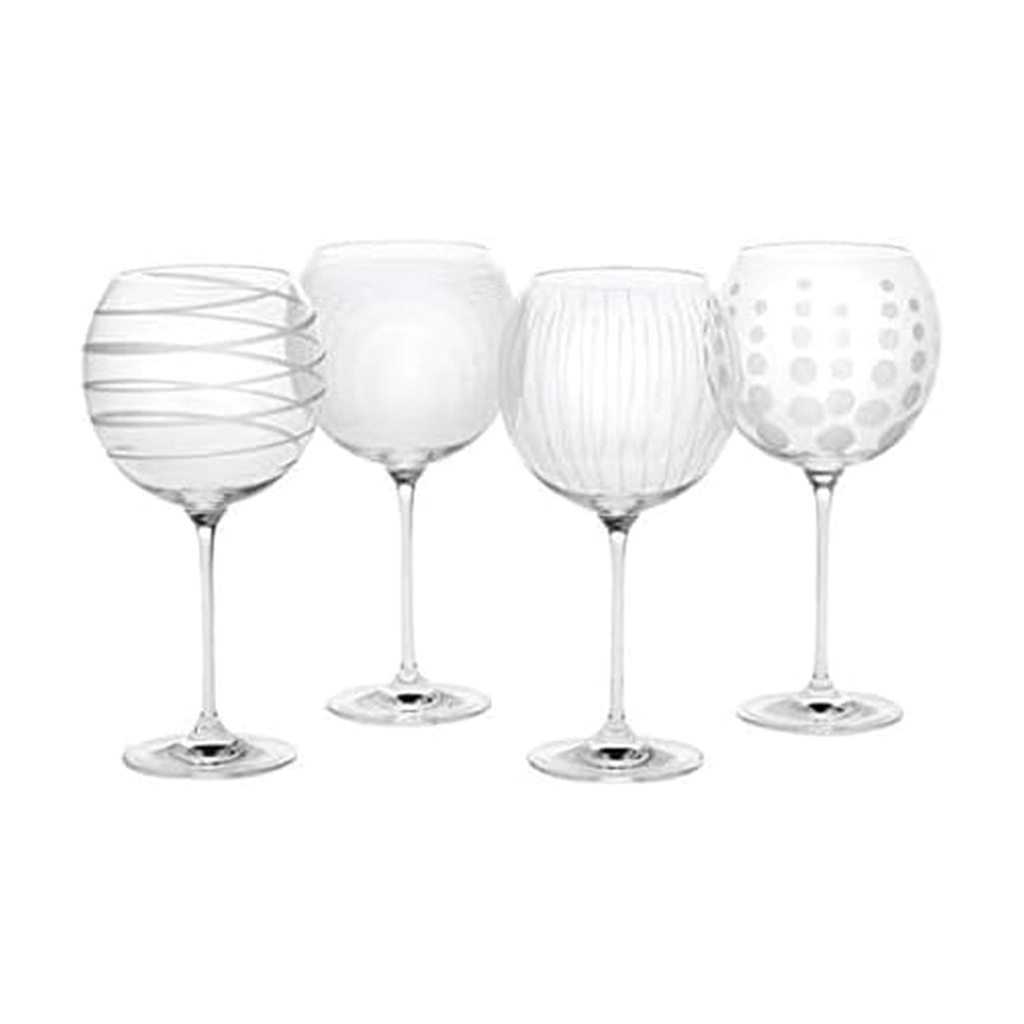 Mikasa Cheers balloon goblet front view showing set of four and gift box, elegant presentation