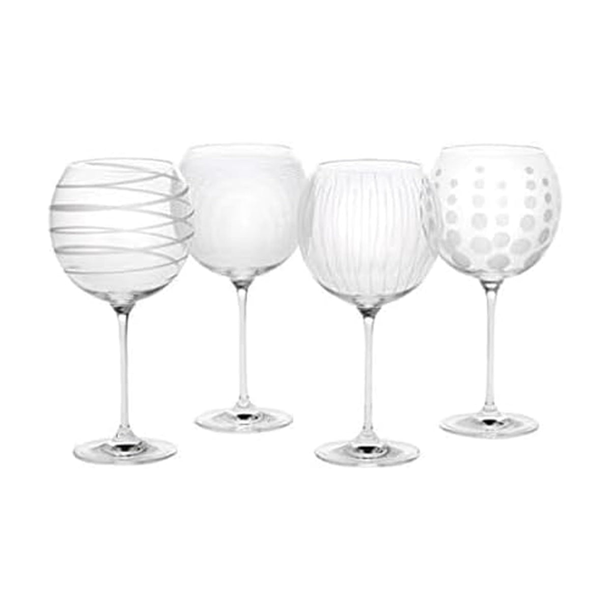 Mikasa Cheers balloon goblet front view showing set of four and gift box, elegant presentation