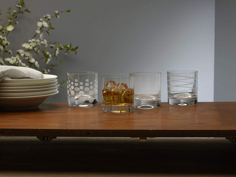Mikasa close-up of polka dot etching enhancing a playful table aesthetic