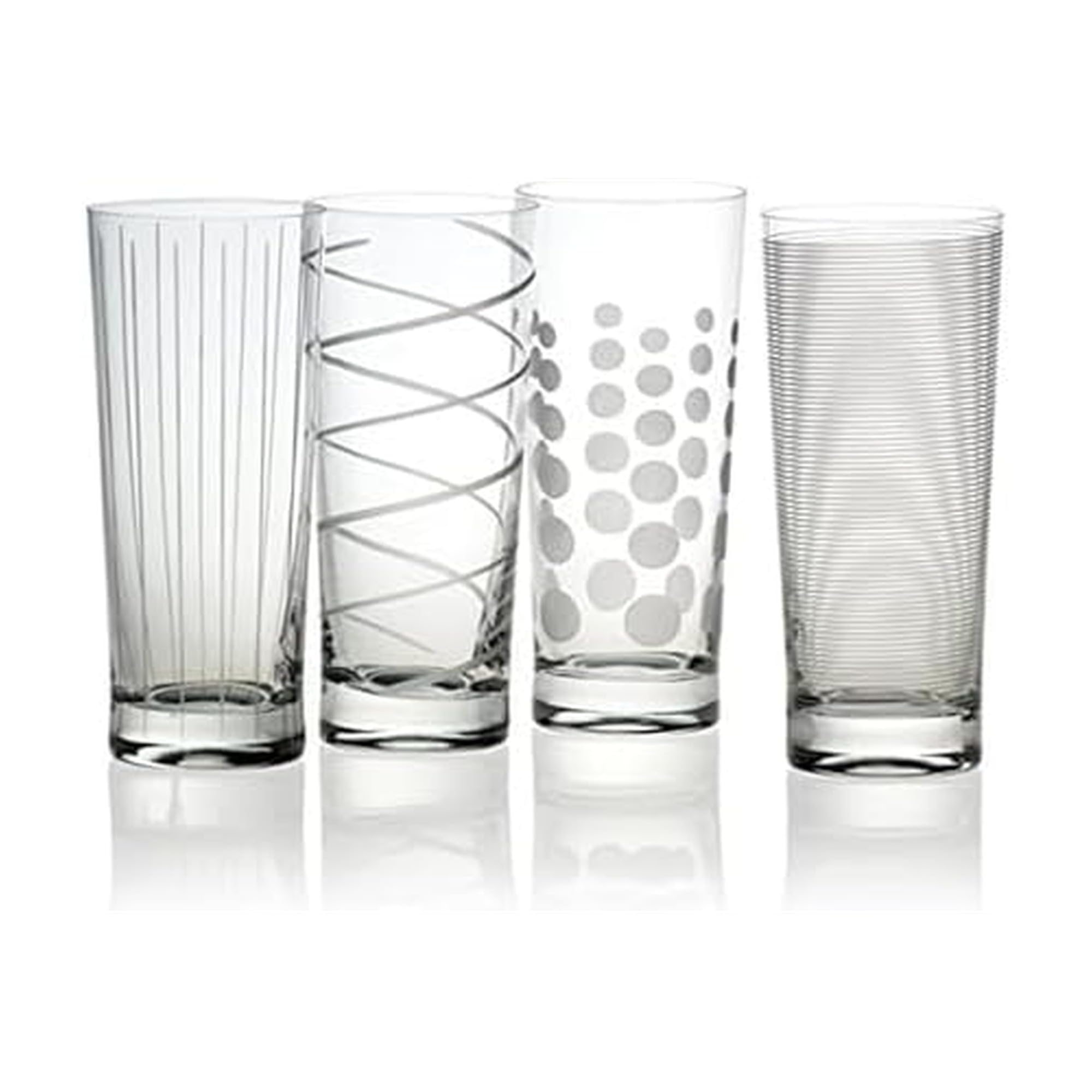 Mikasa front view of highball glass showing full etched design and generous capacity