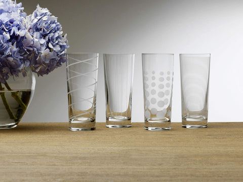 Mikasa hand holding highball glass demonstrating comfortable grip and size