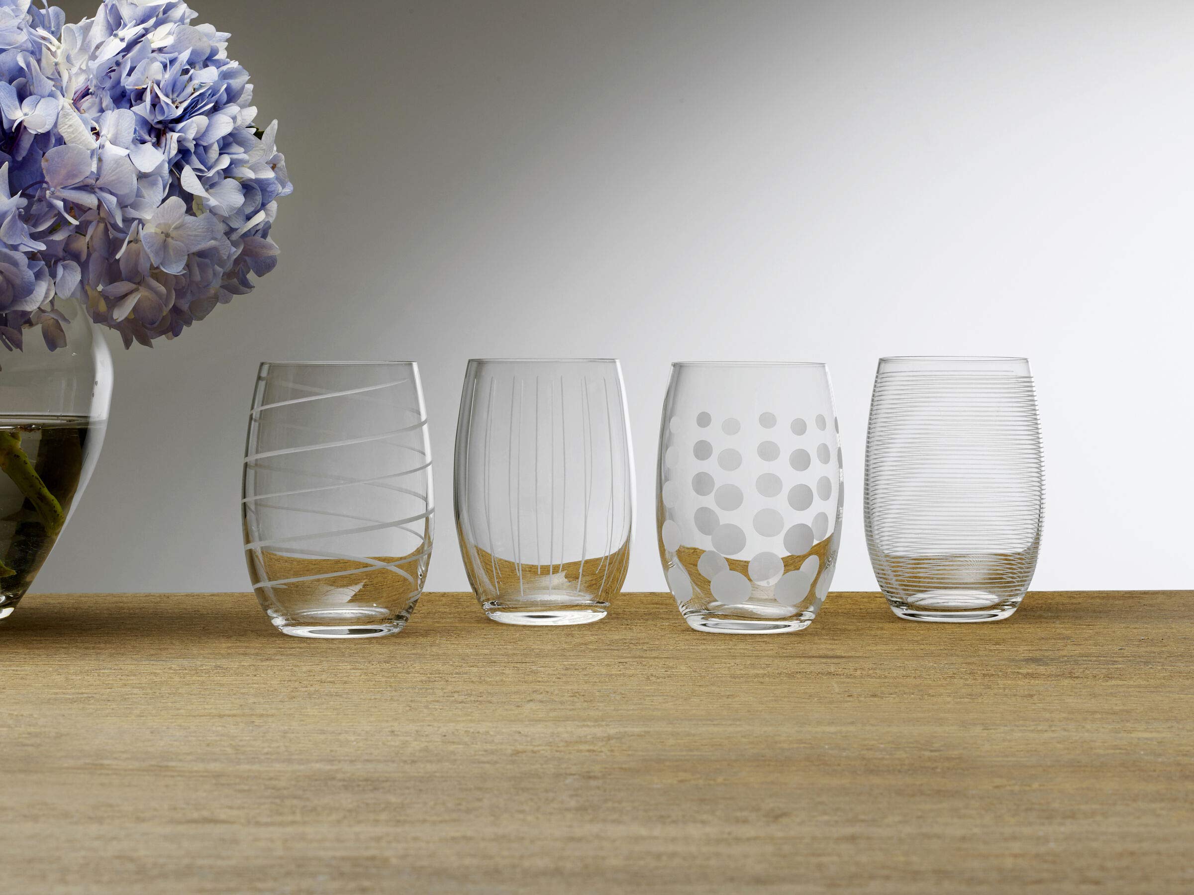 Mikasa Cheers side profile highlighting classic stemless silhouette and stability