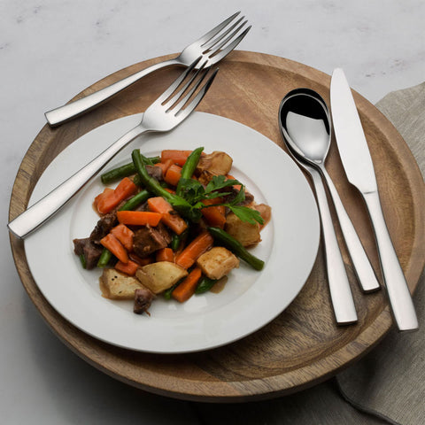 Mikasa Delano spoon bowl reflection illustrating lustrous sheen