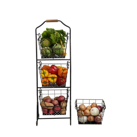 Mikasa Ferme bottom basket with fruits to show scale and storage capacity