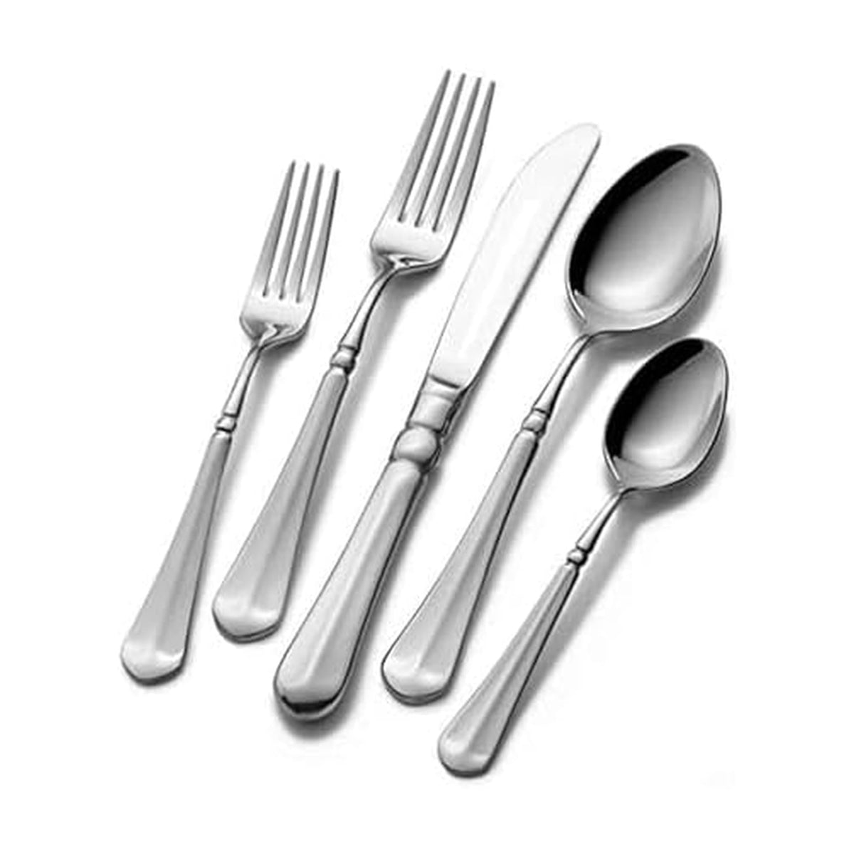 Mikasa front view of the full 65-piece set showing elegant presentation and complete service