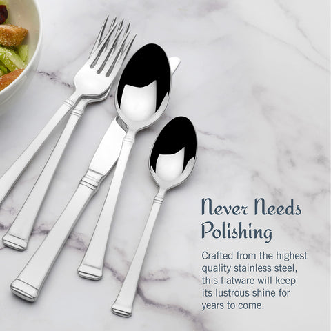 Mikasa Harmony handle detail highlighting flared silhouette and decorative bands