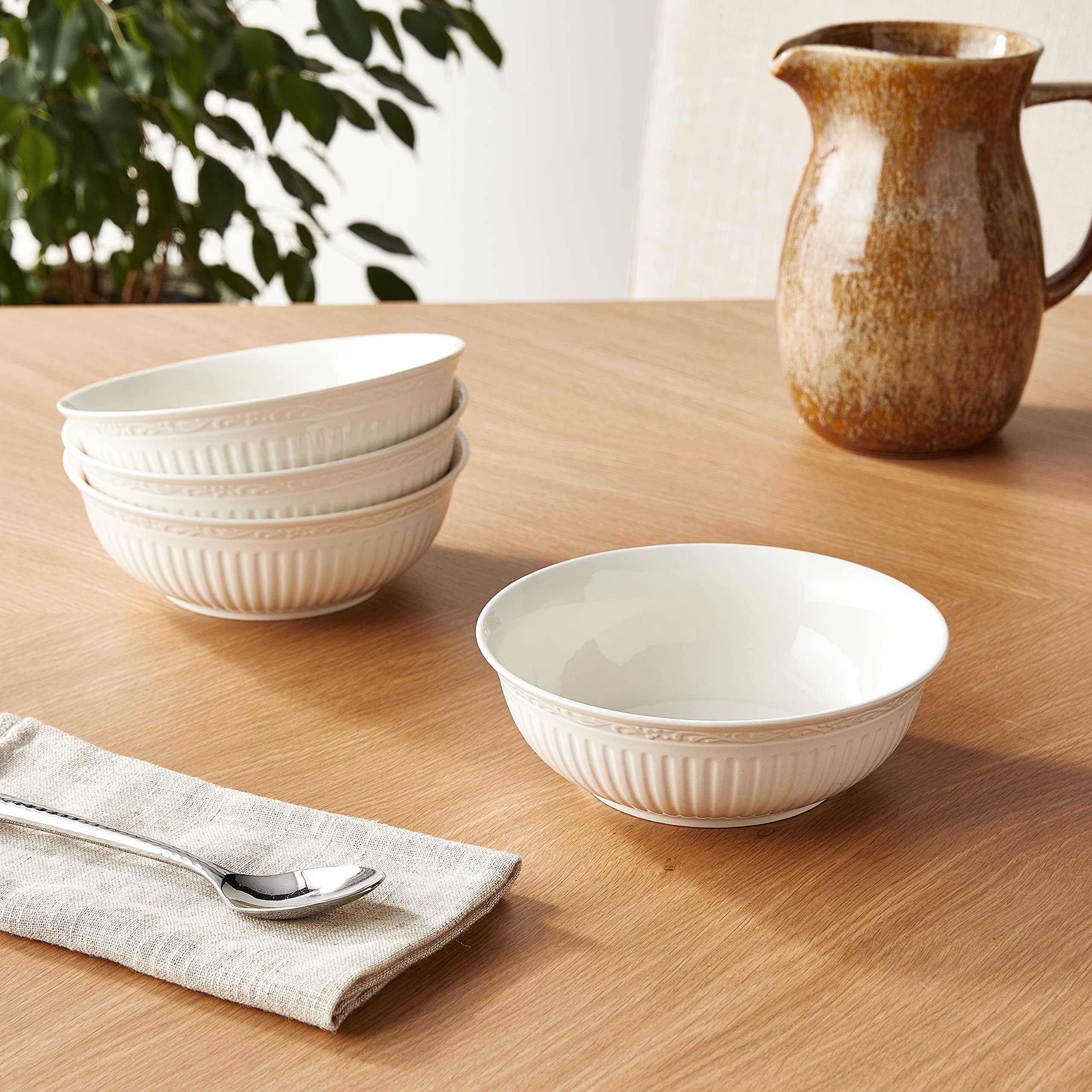 Mikasa close-up of scroll and fluting detail highlighting textured finish and style