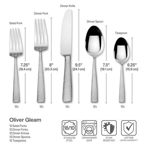 Mikasa Oliver close-up of a single spoon, shows mirror polish benefit
