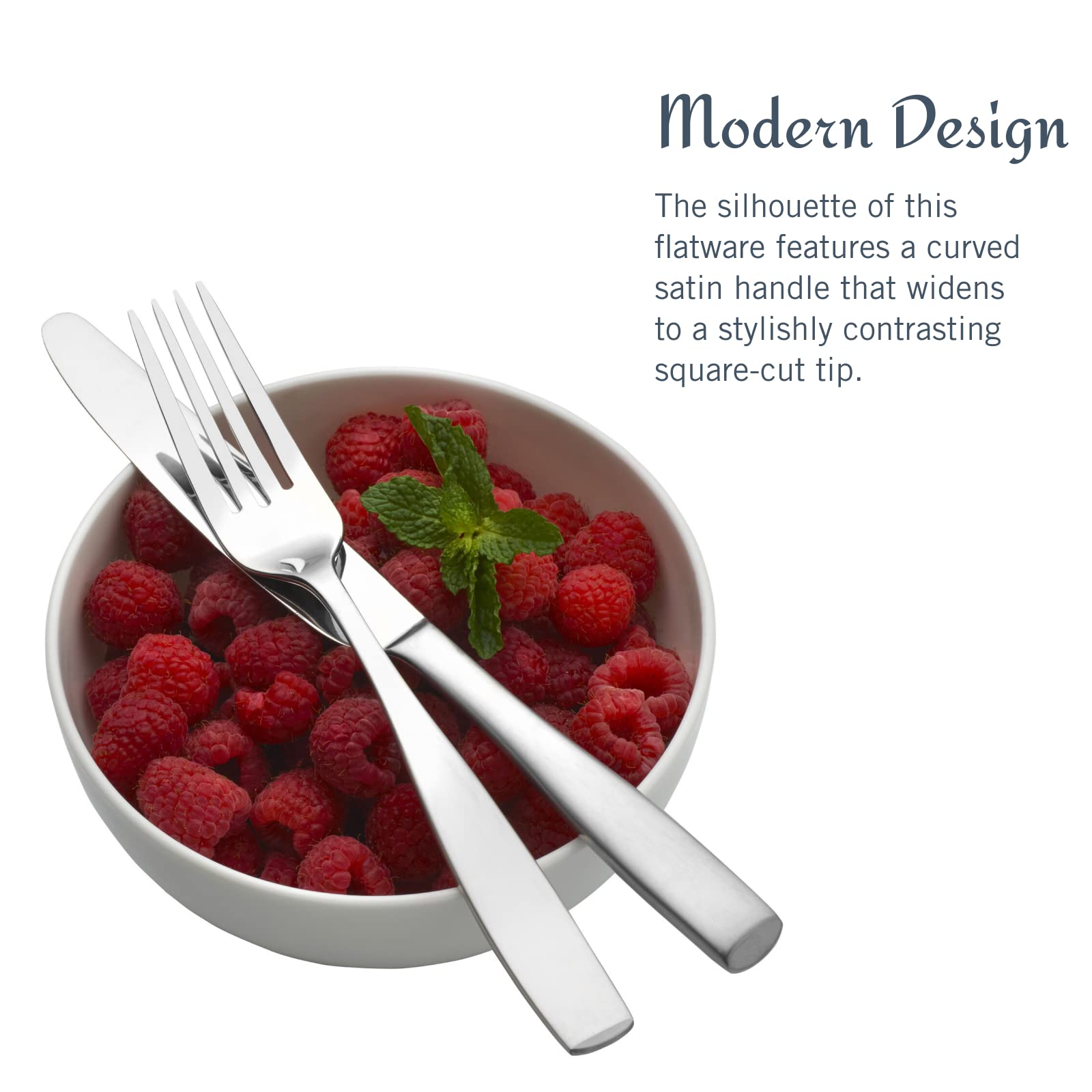 Detail of Mikasa dinner knife edge and balance demonstrating comfortable cutting control