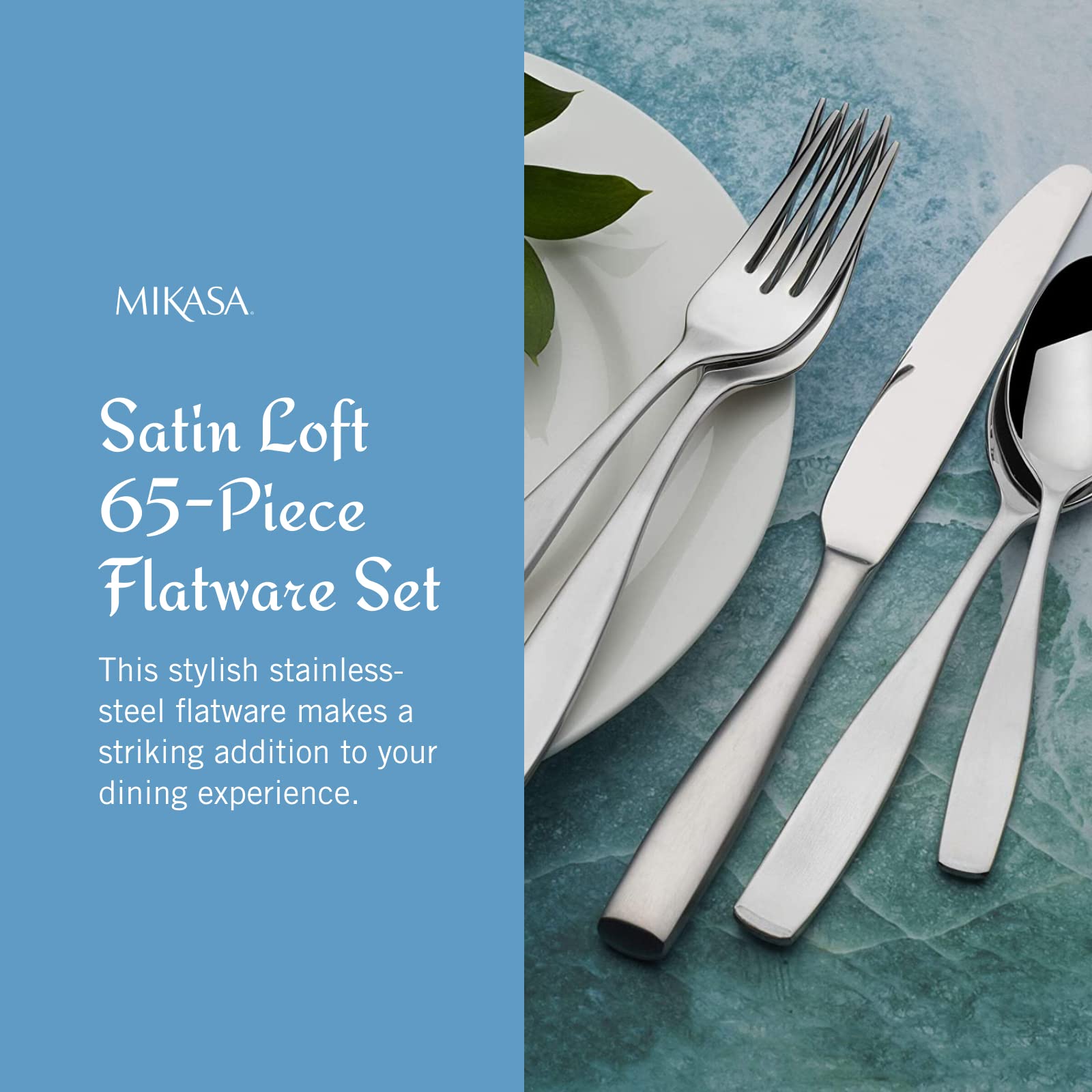 Mikasa place setting with fork, knife, spoon arranged neatly for a polished table presentation
