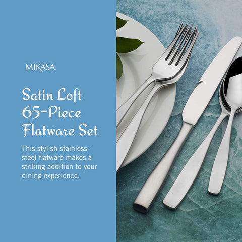Mikasa place setting with fork, knife, spoon arranged neatly for a polished table presentation