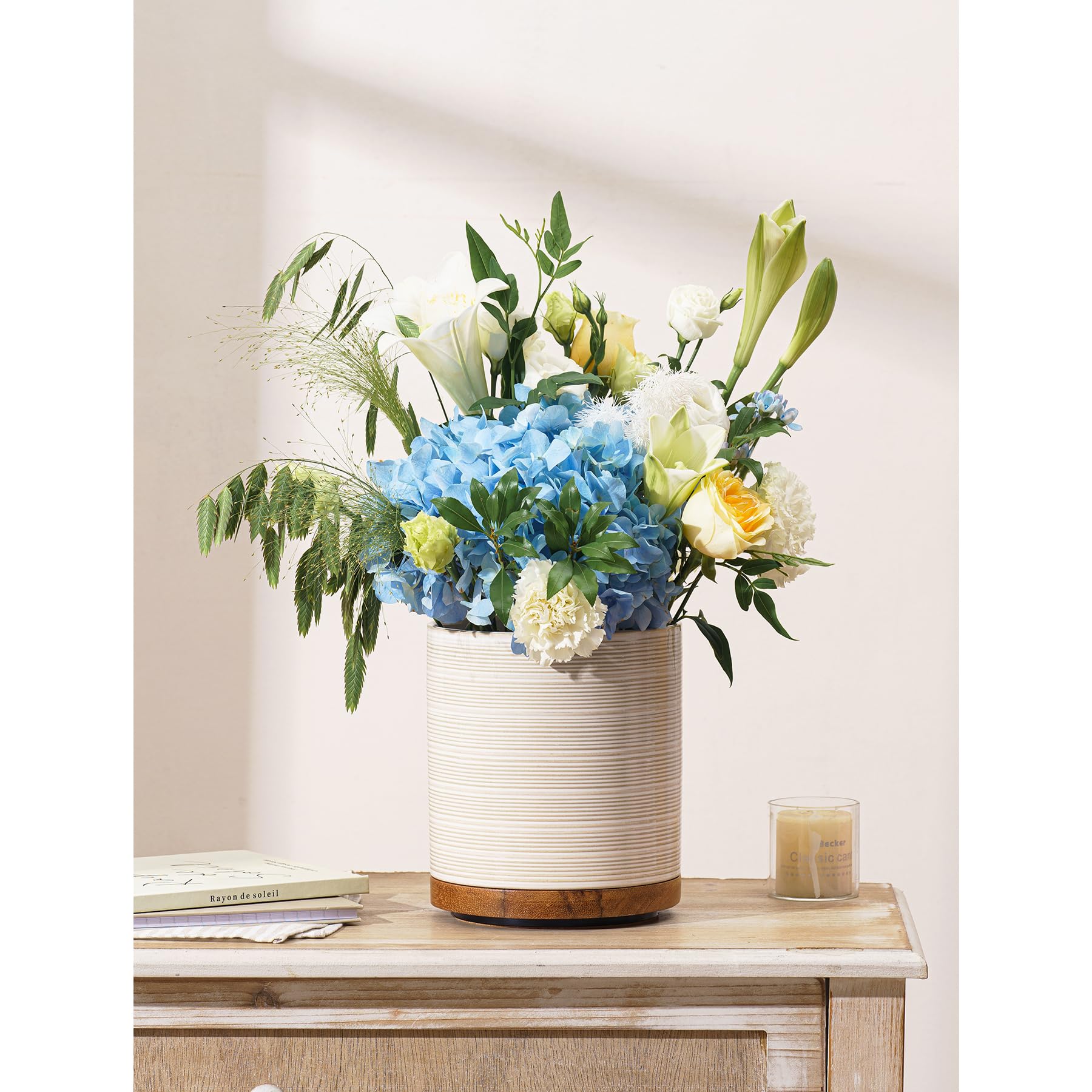 MIKIGEY styled in farmhouse kitchen setting illustrating decorative appeal and benefit of versatile use