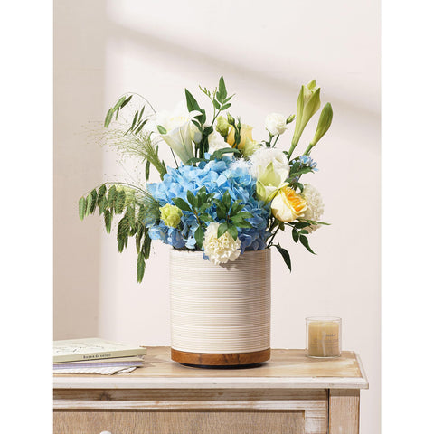 MIKIGEY styled in farmhouse kitchen setting illustrating decorative appeal and benefit of versatile use