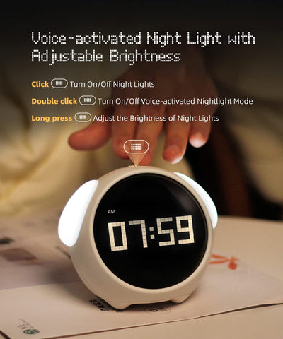 MikoDream top controls and large snooze button for simple kid-accessible operation