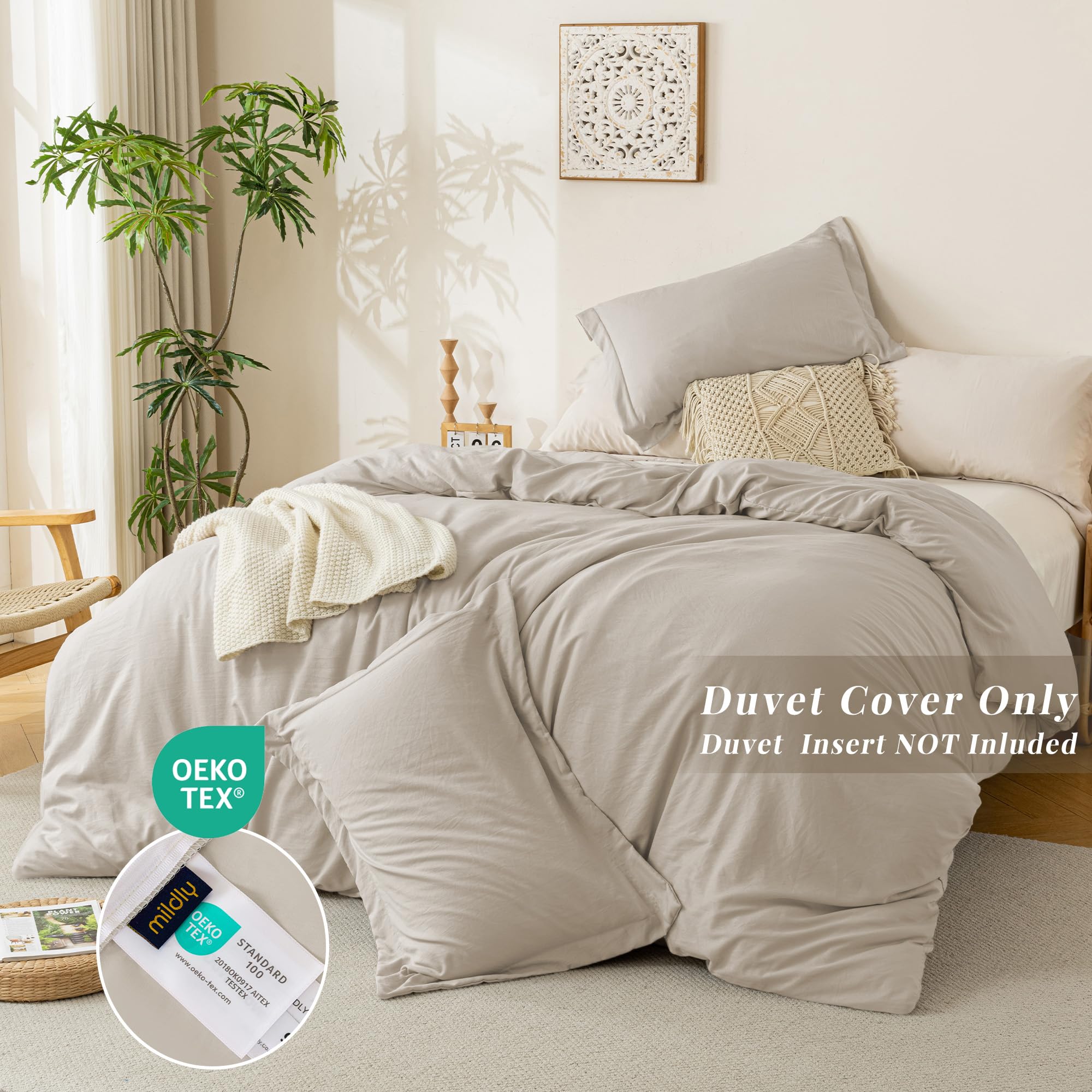 MILDLY styled bed in linen grey showing calming aesthetic and bedroom styling benefit