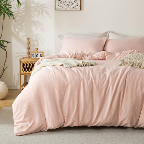 MILDLY front view pink duvet cover showing smooth finish and inviting look