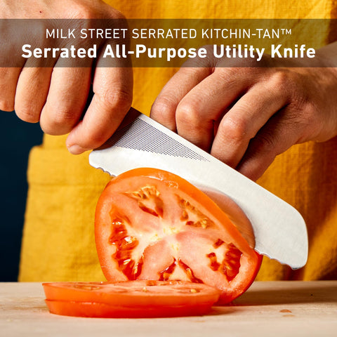 Milk Street slicing tomato in use demonstrating precise, non-squashing slices