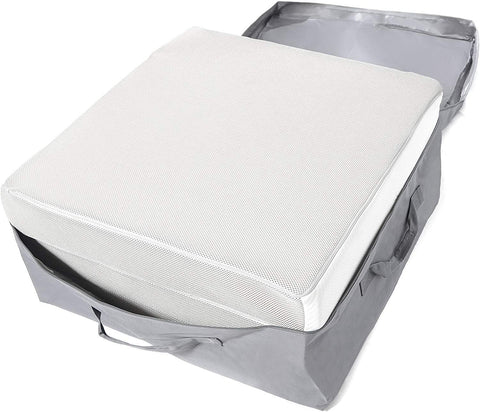 Milliard case being slipped over mattress for quick packing and neat storage