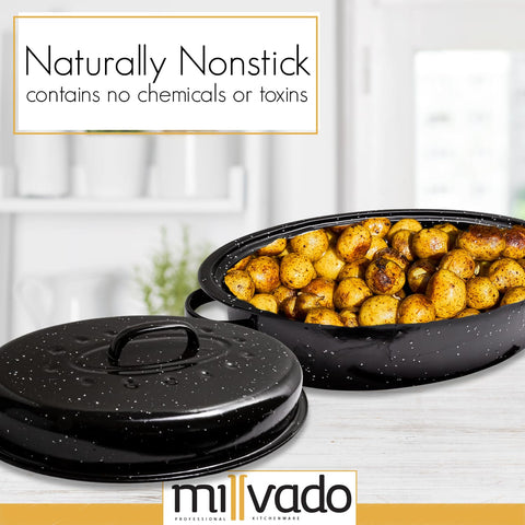 Millvado roaster in oven illustrating even heat distribution benefit