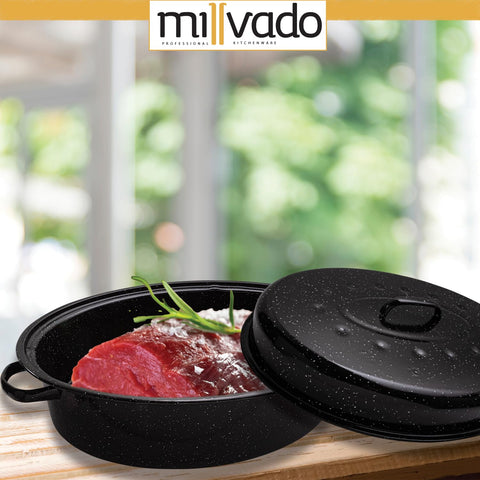 Millvado beside hand for scale demonstrating generous 15 lb capacity