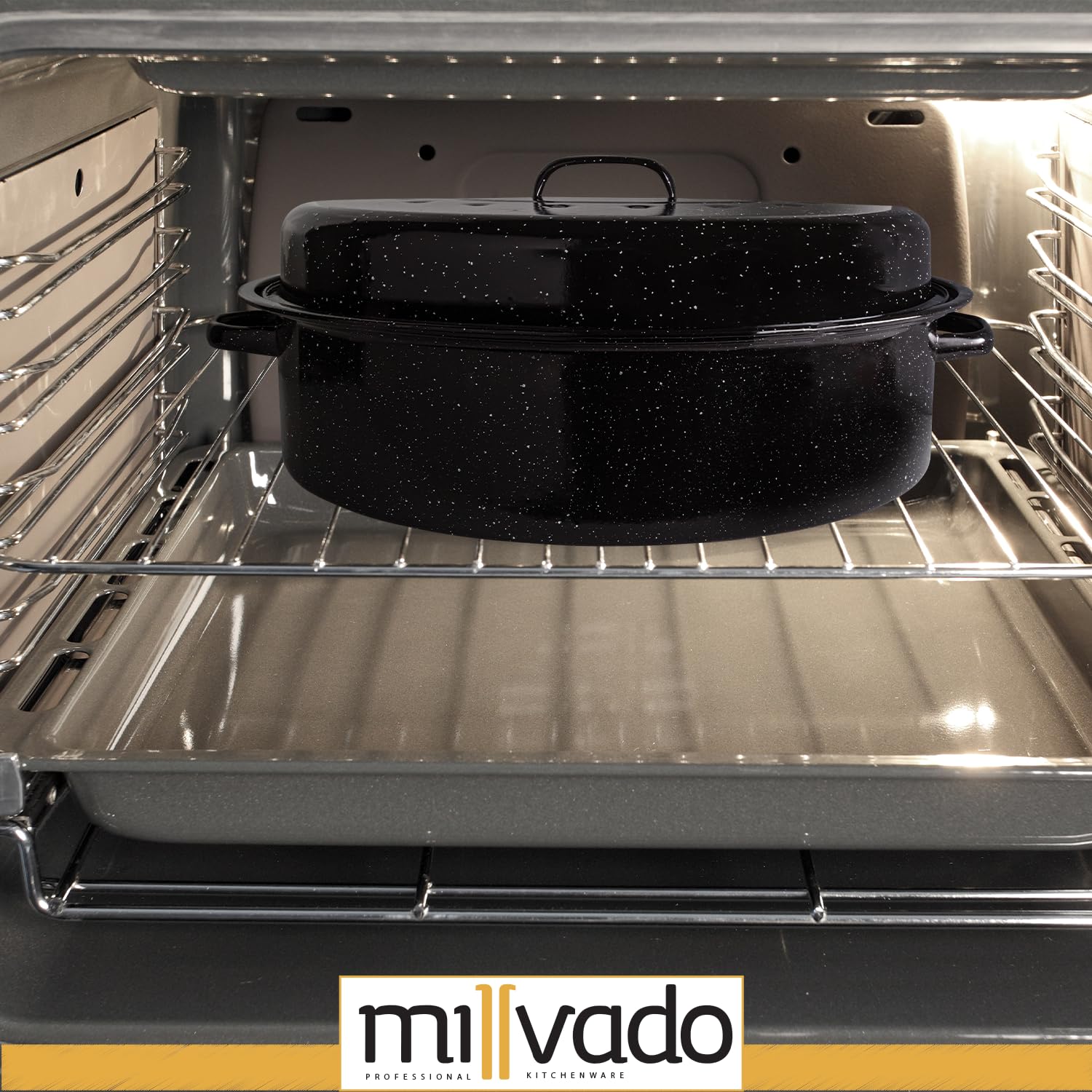 Millvado speckled enamel closeup showing durable, stain-resistant finish