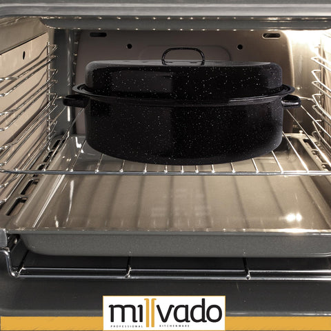 Millvado speckled enamel closeup showing durable, stain-resistant finish