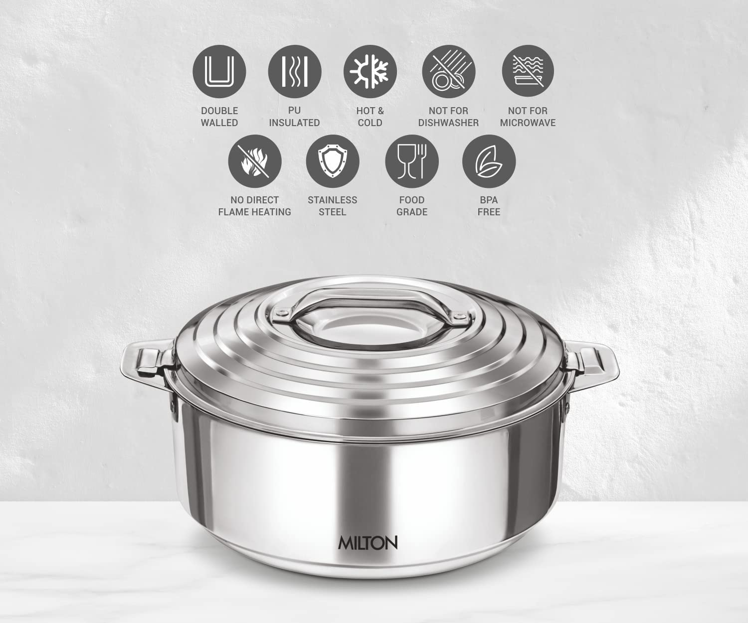 MILTON size comparison beside common kitchen items illustrating true 2.5 L capacity