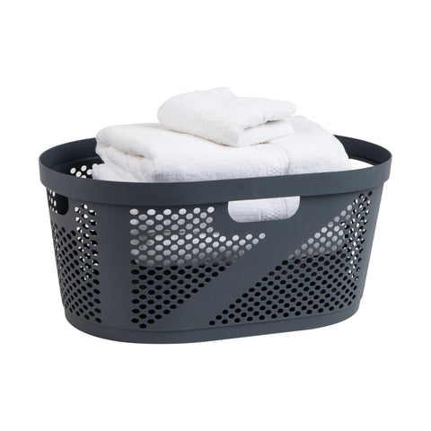 Mind Reader front view gray hamper showing compact storage and modern look