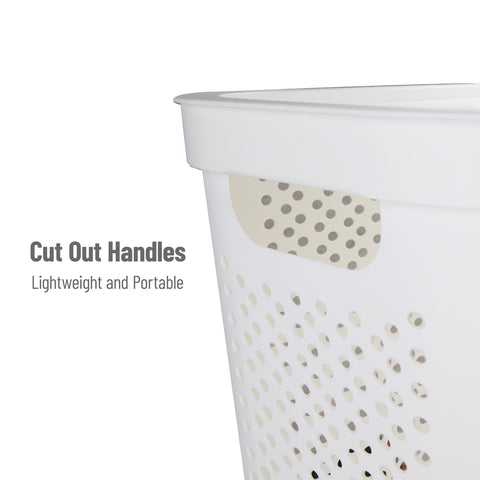 Mind Reader hamper placed in bathroom showing tidy storage benefit