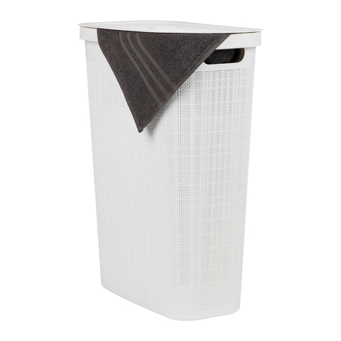 Mind Reader front view of slim 40L hamper showing compact profile and tidy look