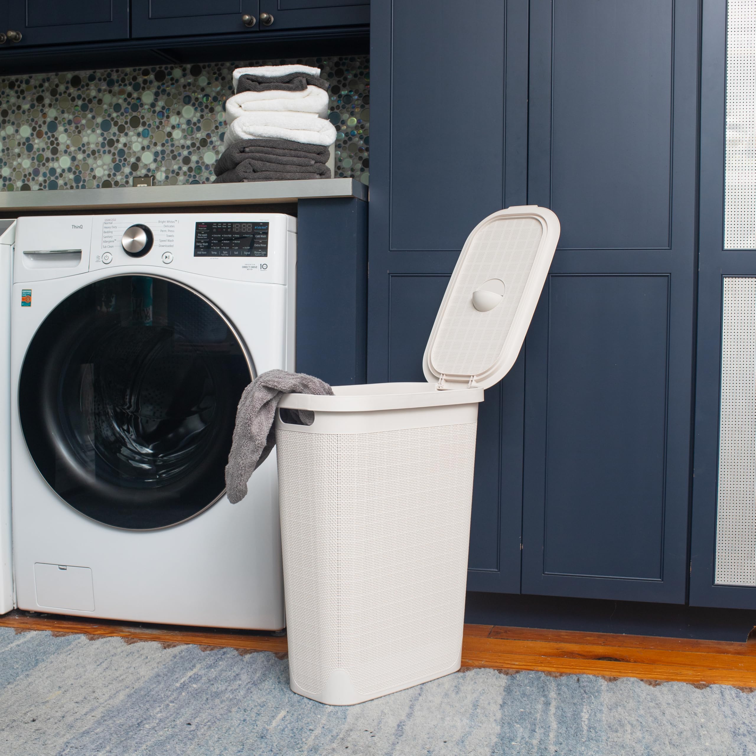 Mind Reader hinged lid detail demonstrating concealed storage and easy access