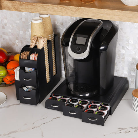 Mind Reader on kitchen counter with brewer demonstrating space-saving benefits