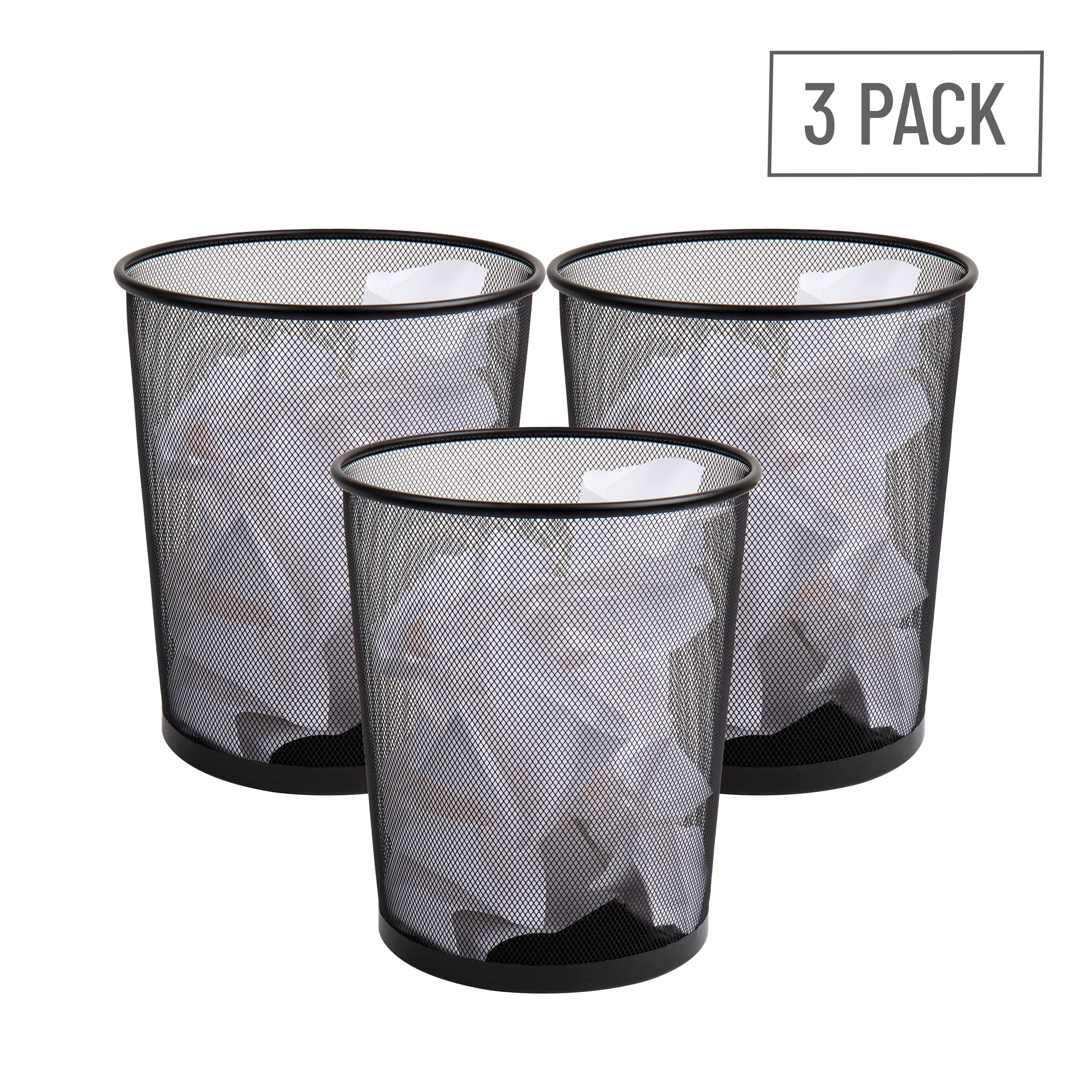 Mind Reader trash can next to bathroom vanity showing coordinated look and convenience benefit