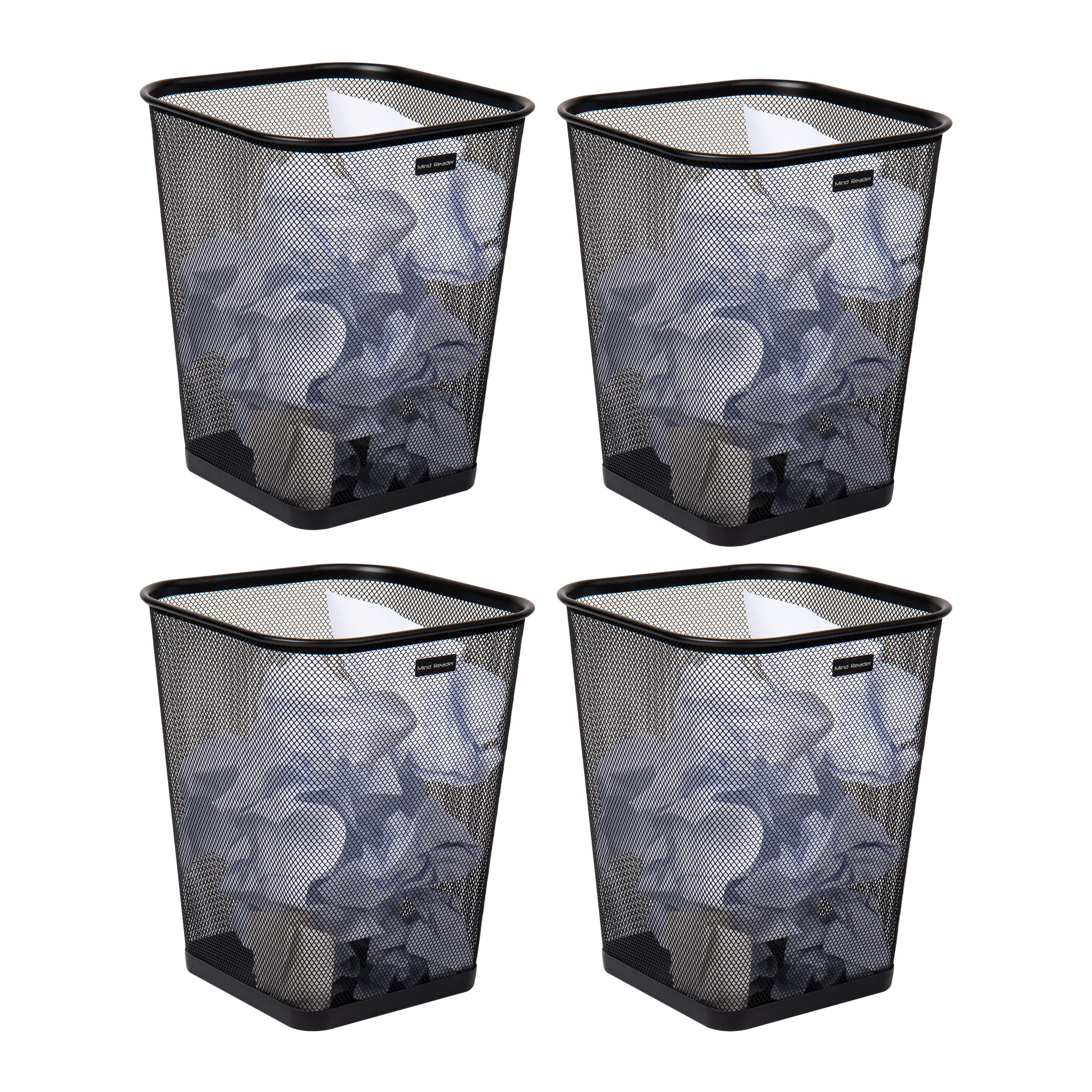 Mind Reader front view of black mesh trash can shows sleek modern look and airflow benefit