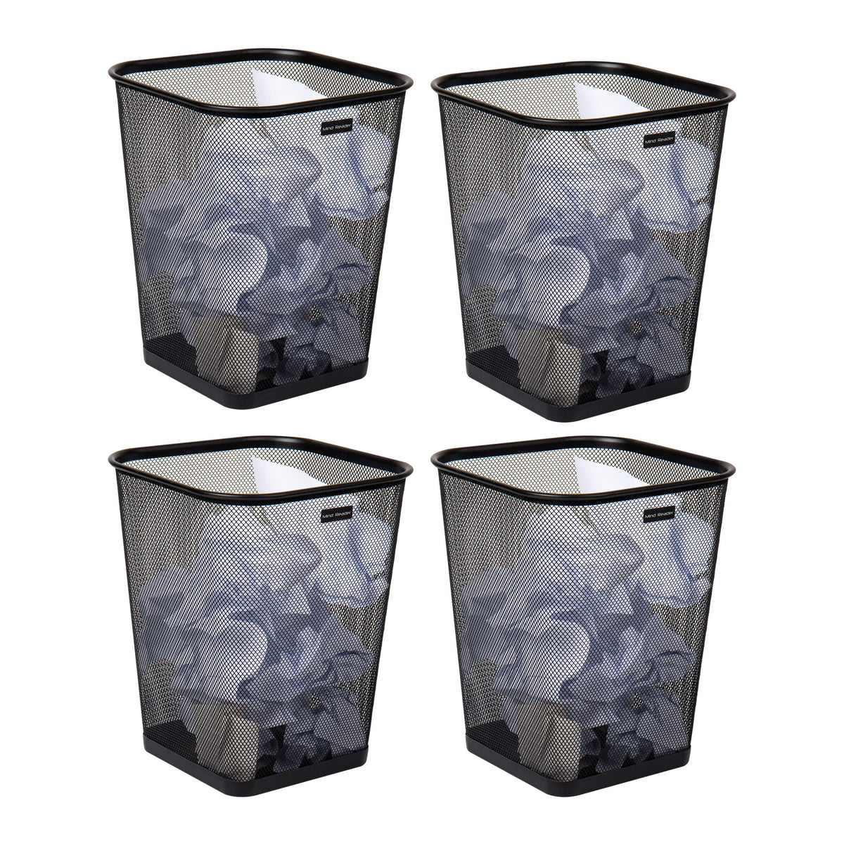 Mind Reader front view of black mesh trash can shows sleek modern look and airflow benefit