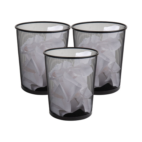 Mind Reader front view of round mesh trash can showing sleek profile and organization benefit