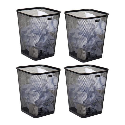 Mind Reader front view of black mesh trash can shows sleek modern look and airflow benefit