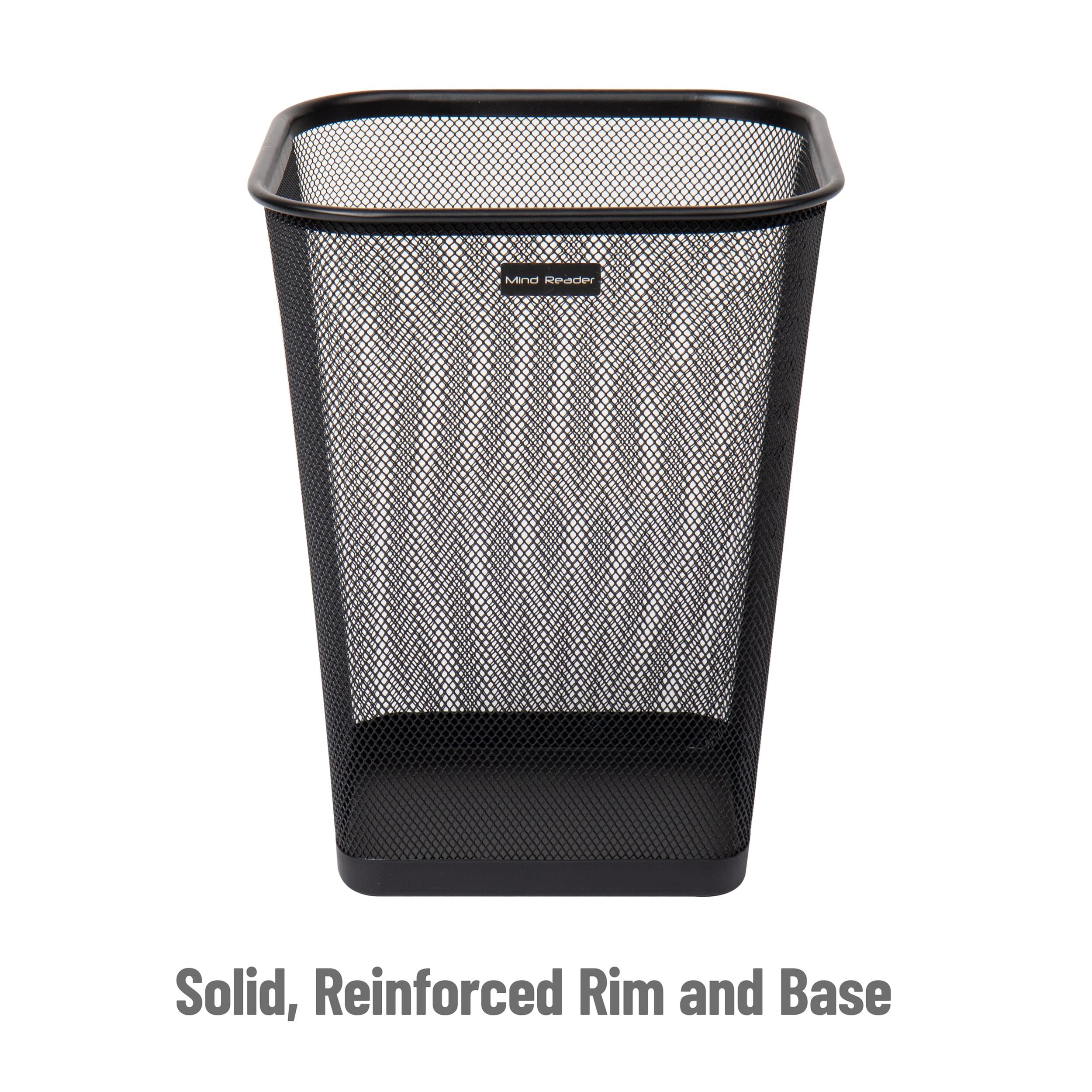 Mind Reader trash can in an office scene demonstrating coordinated tidy workspace