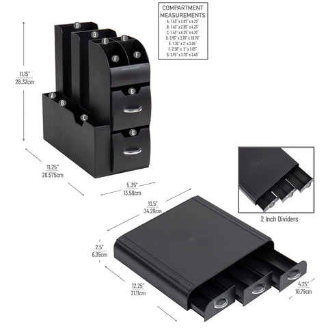 Mind Reader top view showing ten organizer compartments for cups and condiments