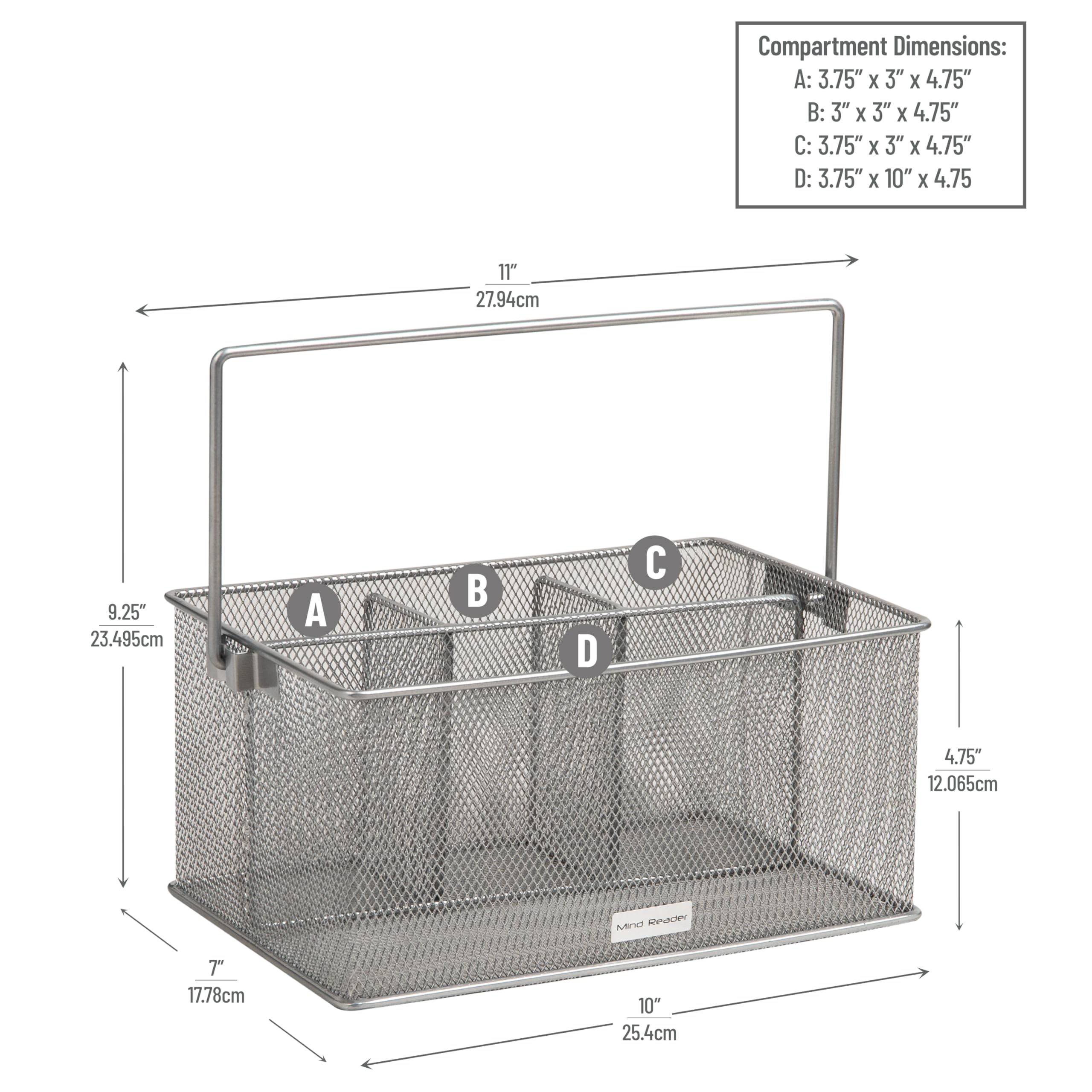 Mind Reader caddy with cutlery arranged to show neat organization and quick access