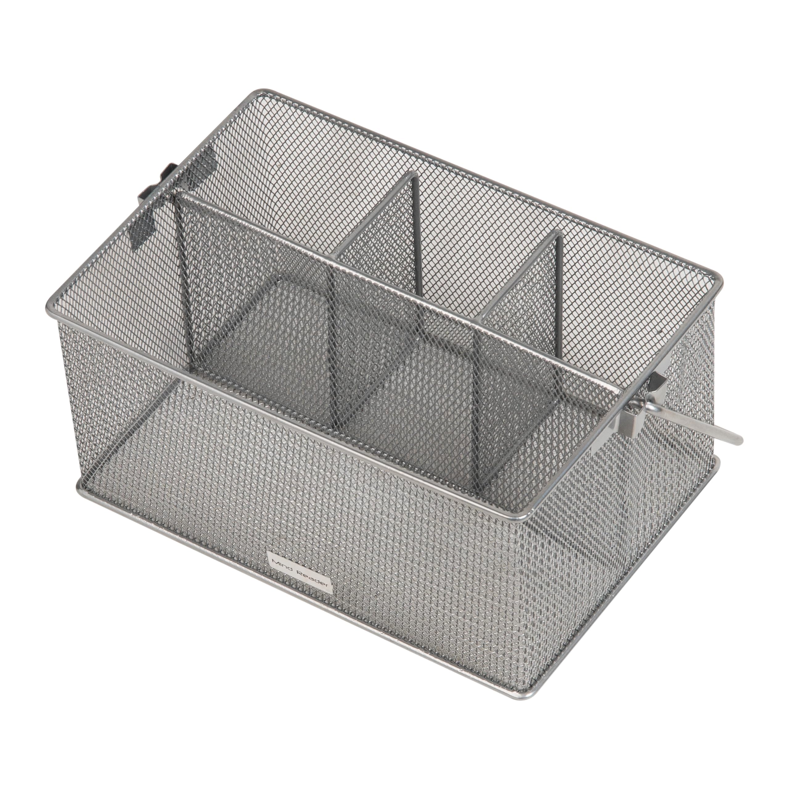 Mind Reader beside dinner plate demonstrating compact size and space-saving benefit