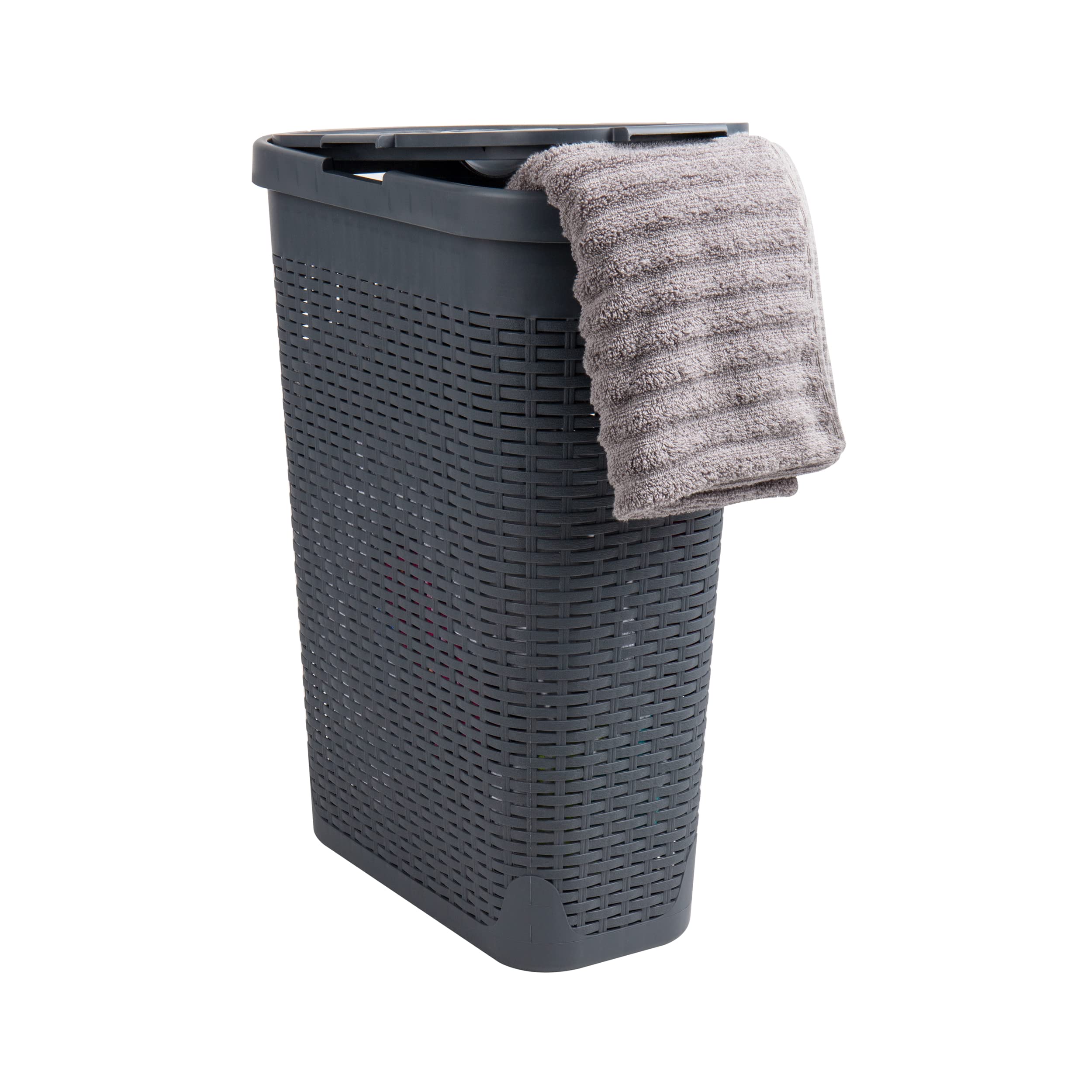 Mind Reader slim front view showing narrow profile and lid for space-saving