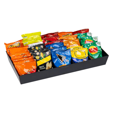 Mind Reader front view of snack tray showing organized display and easy access