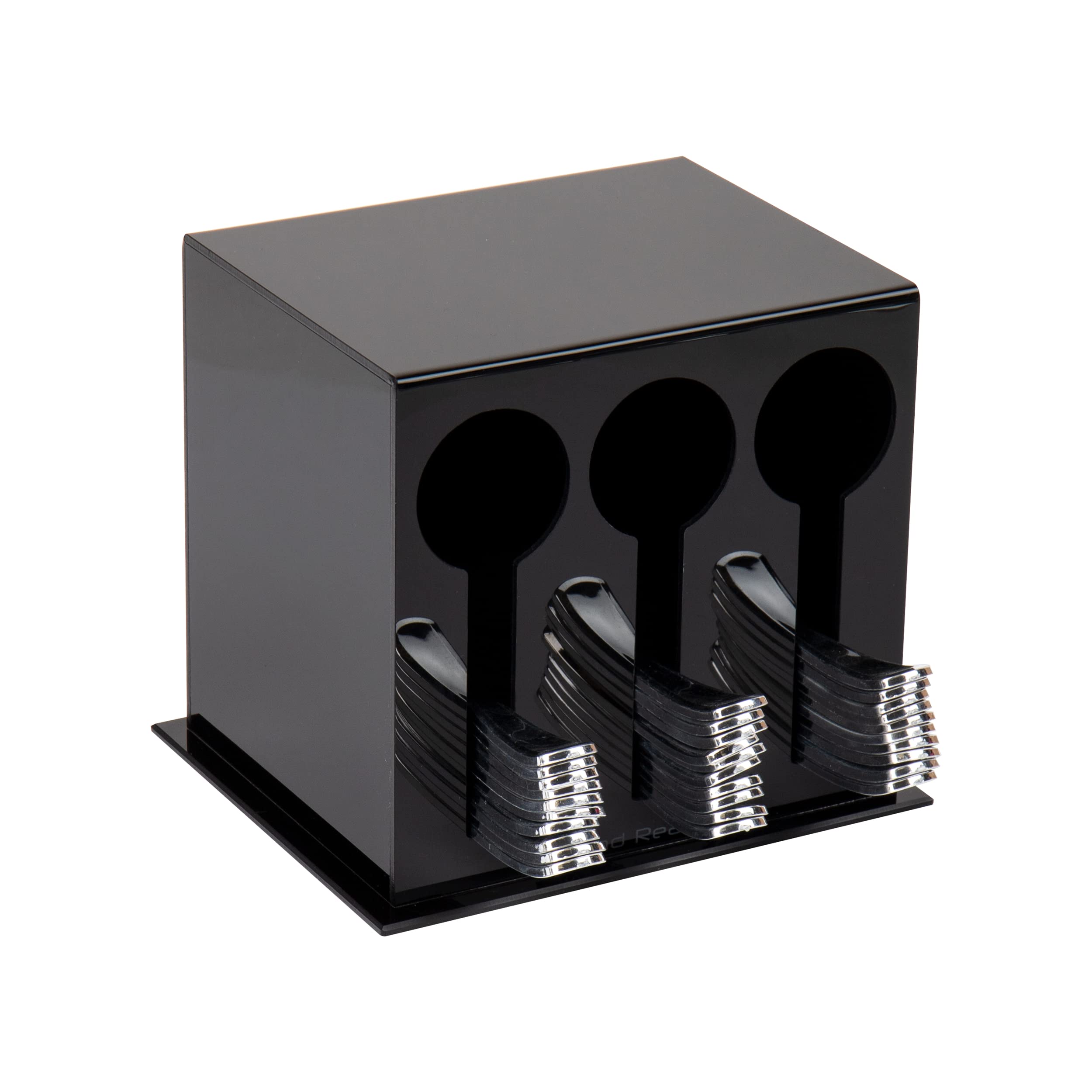 Mind Reader utensil dispenser front view showing neat organization and accessibility